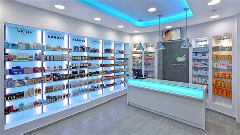 Glass Shelves Retail Pharmacy Interior Design - Retail Shop Interior ...