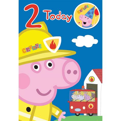 2 Today George Peppa Pig Birthday Card With Badge (221992) - Character ...