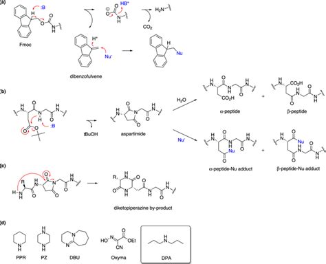 (a) Mechanism of Fmoc deprotection and trapping of dibenzofulvene. (b ...