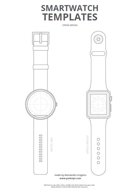 Freebie #2: Smartwatch templates — Pixels, dots and points of view