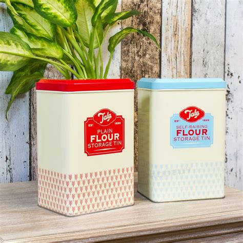 Set of 2 Tala Flour Storage Tins Plain & Self-Raising Vintage Retro ...