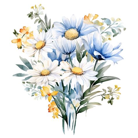 Watercolor Floral Bouquet Illustration Daisy Flowers Ai Generated ...