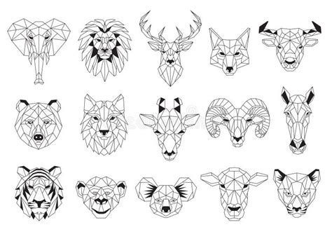 Set of Polygonal Animal Portraits. Collection of Geometric Animal Heads ...