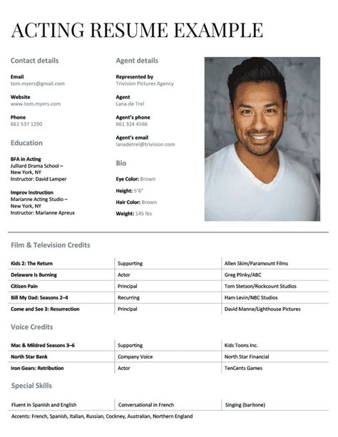 Pin on Acting resume