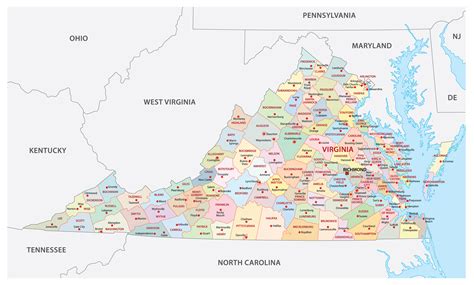 Map Of Virginia Showing Cities - Washington Map State