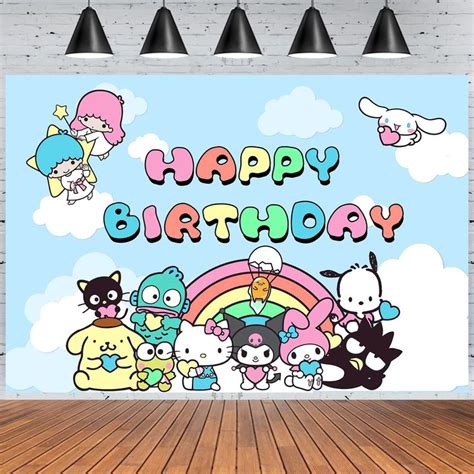 Hello Kitty, Kuormi, Cinnamoroll Birthday Party Supplies, Happy ...