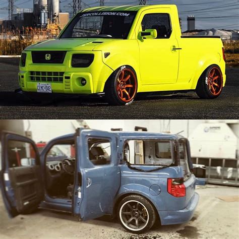 there are two different pictures of the same car, one is yellow and the ...