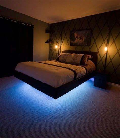 7+ Stunning Floating Bed Design Ideas With Beautiful Light | Bed design ...