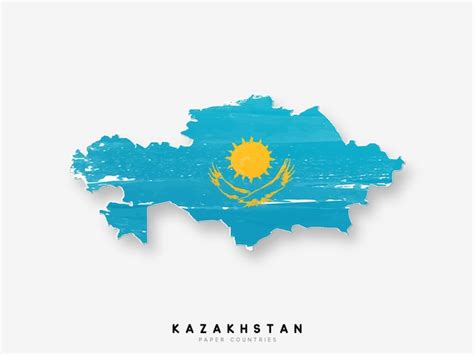 Premium Vector | Kazakhstan detailed map with flag of country. painted ...