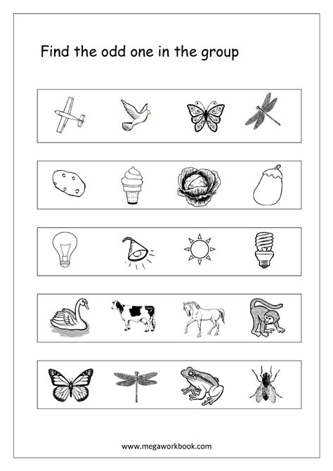 Odd One Out - Worksheet 3 | Kindergarten worksheets, Worksheets, Kids ...