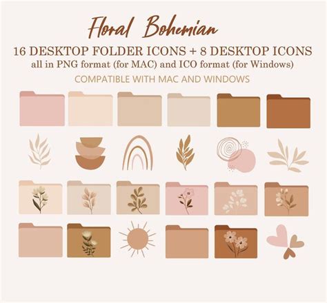 Boho Desktop Folder Icons for Mac Desktop Folder Icons - Etsy | Folder ...