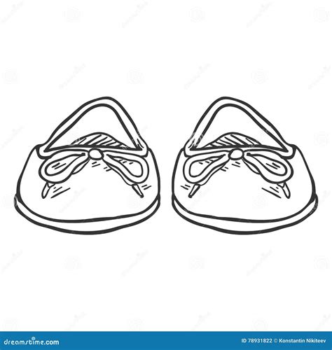 Vector Sketch Illustration - Pair of Women Ballet Flats. Front View ...