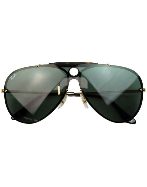 RAY-BAN Blaze Shooter Retro 70s Aviator Sunglasses in Gold/Green