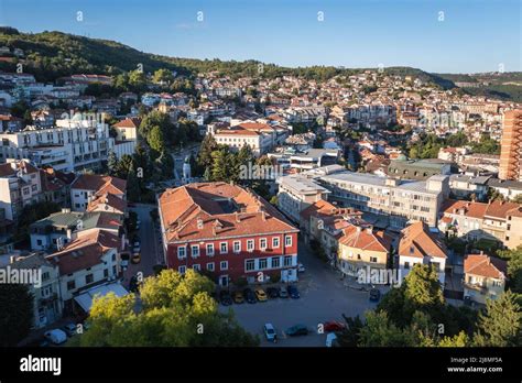 Aerial view of Veliko Tarnovo town, administrative centre of Veliko ...