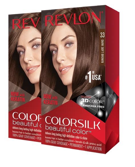 Revlon ColorSilk Beautiful Color Hair Color - Dark Soft Brown,2pk ...