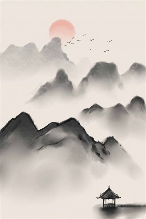 Ink antiquity landscape traditional chinese painting llustration image ...