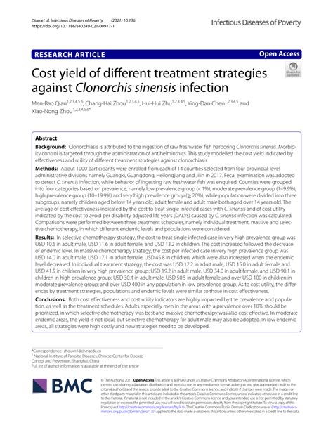 (PDF) Cost yield of different treatment strategies against Clonorchis ...