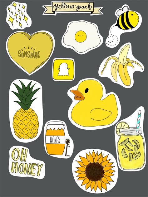 Yellow Aesthetic Stickers Printable - Printable Word Searches