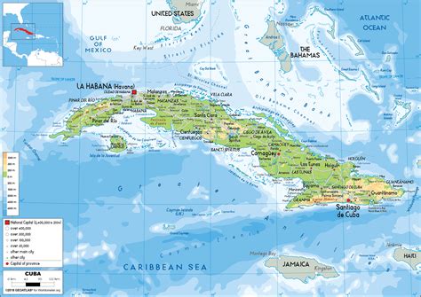 karta kuba Cuba map (physical) - Europa Karta