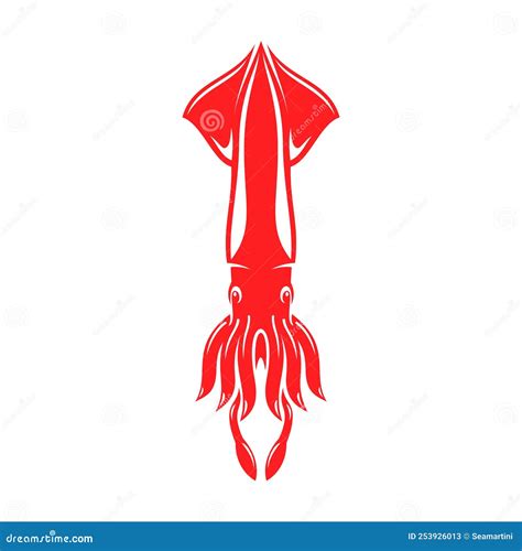 Red Hooked Squid with Suctions, Red Seafood Stock Vector - Illustration ...