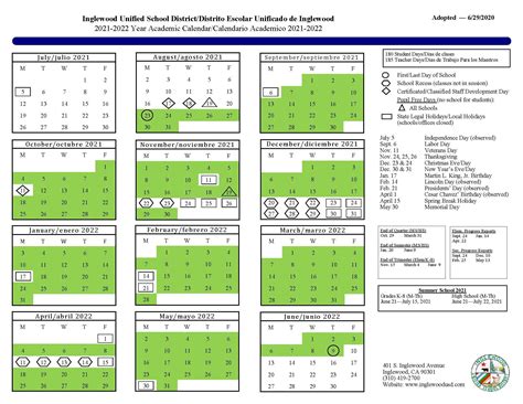 Inglewood Unified School District Holiday Calendar 2023-2024 - District ...