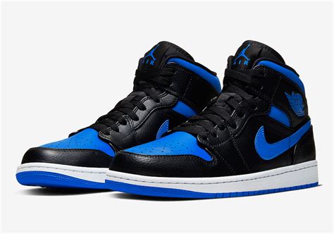 Air Jordan 1 Mid Royal Black Blue 554724-068 Release Date - SBD