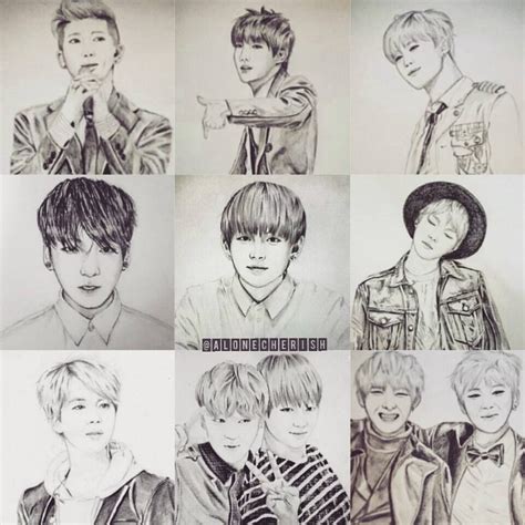 Bts Group Photo Sketch - btsad