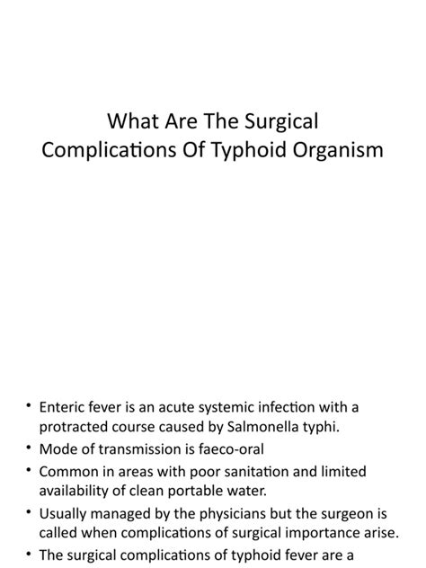 What Are The Surgical Complications of Typhoid Organism | PDF | Medical ...