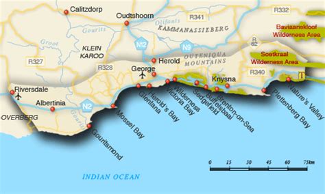 Map of Garden Route - Garden Route map, South Africa