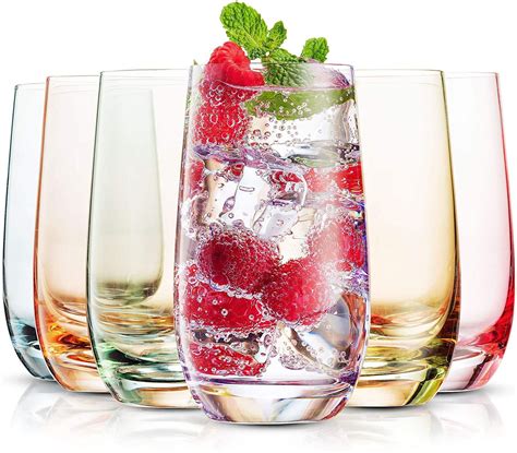 MITBAK 13- OZ Colored Highball Glasses (Set of 6) | Lead Free Drinking ...