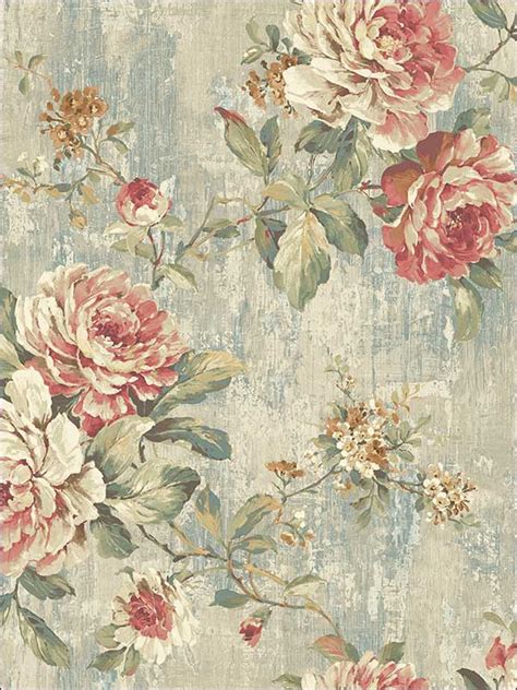 Blooming Rose Vintage Rose Wallpaper VF30602 by Wallquest Wallpaper