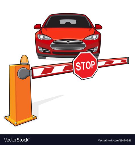 Barrier stop sign car Royalty Free Vector Image