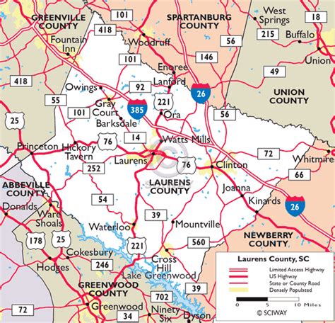 Maps of Laurens County, South Carolina