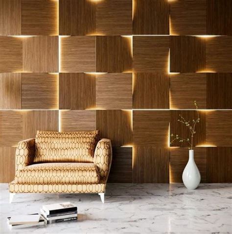 Wooden 3d wall panels with led light - Importa