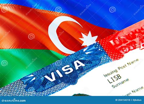 Azerbaijan Immigration Visa. Closeup Visa To Azerbaijan Focusing on ...