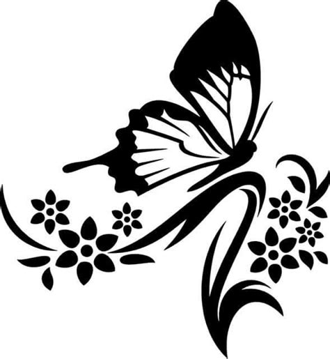 Butterfly Flower Clipart Black And White