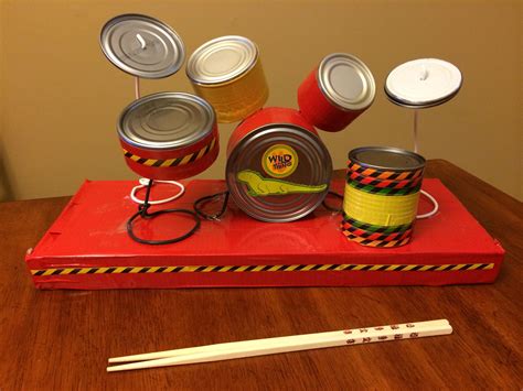 My sons school project made of recycled material. Drum set | Diy ...