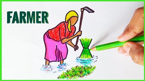 How to draw a FARMER - Farmer drawing easy - Agriculture drawing ...