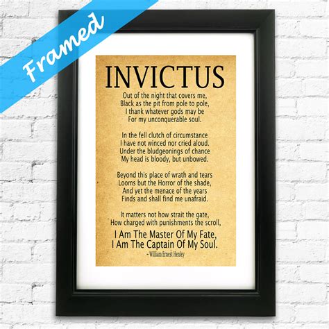 Invictus Poem Framed Art Print by William Ernest Henley