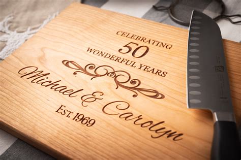 50th Anniversary gift - Personalized Wood Cutting Board