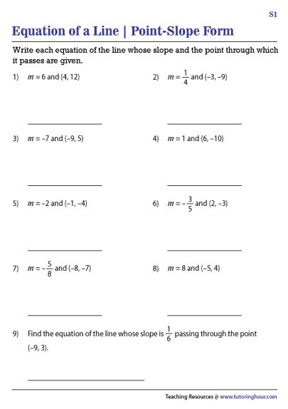 Point Slope Form Worksheet