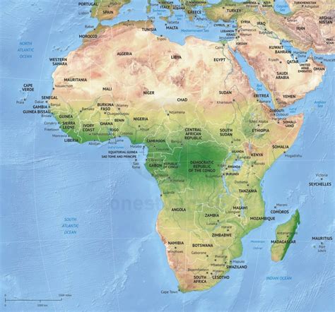 Vector Map Africa continent shaded relief | One Stop Map