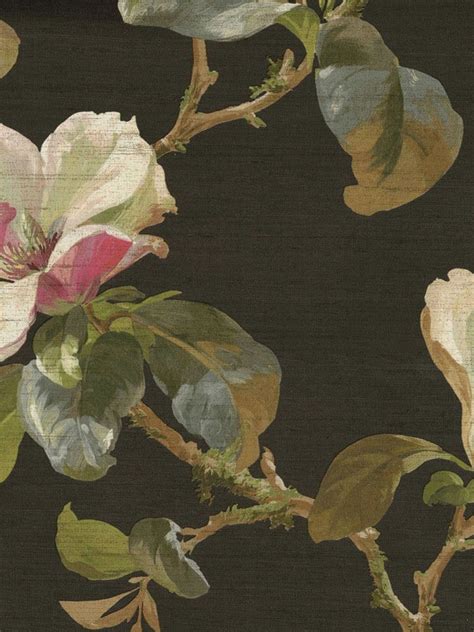 Black Trailing Magnolia Wallpaper By Seabrook | Magnolia wallpaper ...