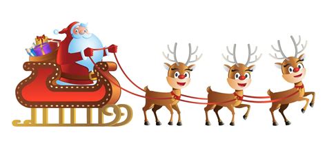 Clipart of cartoon version of reindeer and santa claus in christmas ...