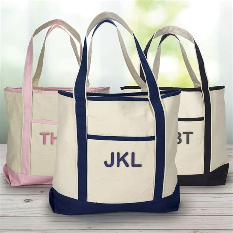 Embroidered Initials Canvas Tote Bag | GiftsForYouNow