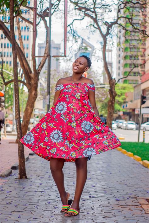 Pink Kitenge Dress with Floral Art - best african designs - African ...