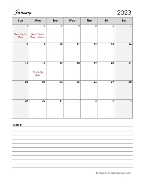 2023 Calendar Template Large Boxes - Free Printable Templates