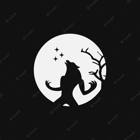 Premium Vector | Silhouette werewolf with moon night vector illustration