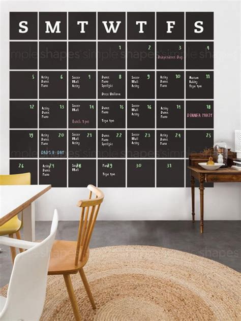 Chalkboard Wall Calendar Blackboard Calendar Wall Decal | Etsy Calendar ...