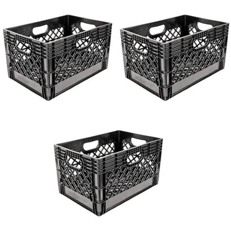 Juggernaut Storage 24 Quart Stackable Black Storage Crate With Handles ...